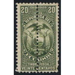 Ecuador Fiscal 207a 1919 1920 Variedad variety Dentado central