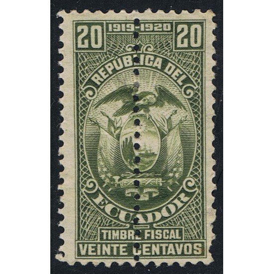 Ecuador Fiscal 207a 1919 1920 Variedad variety Dentado central Ecuador Fiscal 207a 1919 1920 Variedad variety Dentado central