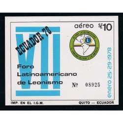Ecuador Hojita block 39 1978 Foro Latinoamericano de Leonismo MNH Ecuador Hojita block 39 1978 Foro Latinoamericano de Leonismo MNH