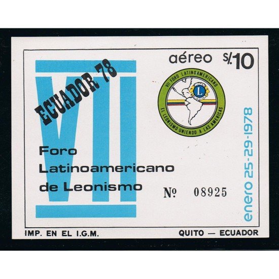 Ecuador Hojita block 39 1978 Foro Latinoamericano de Leonismo MNH
