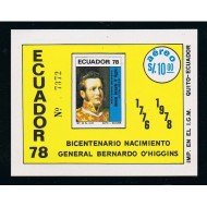 Ecuador Hojita block 40 1978 Bicentenario nacimiento Bernardo O´Higgins MNH