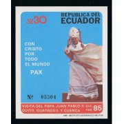 Ecuador Hojita Block 64 1985 Visita de Juan Pablo II a Guayaquil Quito y Cuenca MNH