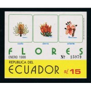 Ecuador Hojita Block 71 1986 Flores Flowers MNH