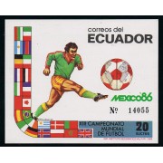 Ecuador Hojita Block 74 1986 XIII Campeonato Mundial de Fútbol Football MNH