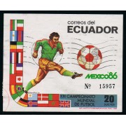 Ecuador Hojita Block 74 1986 XIII Campeonato Mundial de Fútbol Football Usado