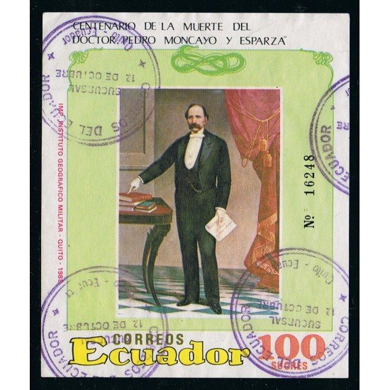 Ecuador Hojita Block 77 1988 Centenario de la muerte del Doctor Pedro Moncayo Usado Ecuador Hojita Block 77 1988 Centenario de la muerte del Doctor Pedro Moncayo Usado