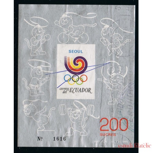 Ecuador Hojita Block 81 1989 SEOUL Juegos olímpicos Olympics Games usado