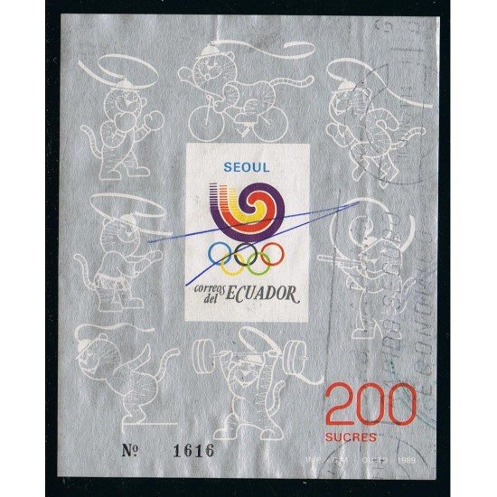 Ecuador Hojita Block 81 1989 SEOUL Juegos olímpicos Olympics Games usado
