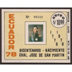 Ecuador Hojita Block 37 1978 Bicentenario General José de San Martin MNH Ecuador Hojita Block 37 1978 Bicentenario General José de San Martin MNH