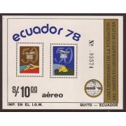 Ecuador Hojita block 38 1978 50º Fundación Instituto Geográfico Militar MNH