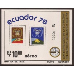 Ecuador Hojita block 38 1978 50º Fundación Instituto Geográfico Militar MNH Ecuador Hojita block 38 1978 50º Fundación Instituto Geográfico Militar MNH