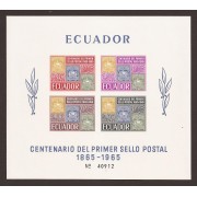 Ecuador Hojita Block 13 1965 Centenario Primer sello Postal MNH