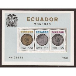 Ecuador Hojita Block 23 1973 Monedas Coins Sin dentar y dentada MNH Ecuador Hojita Block 23 1973 Monedas Coins Sin dentar y dentada MNH