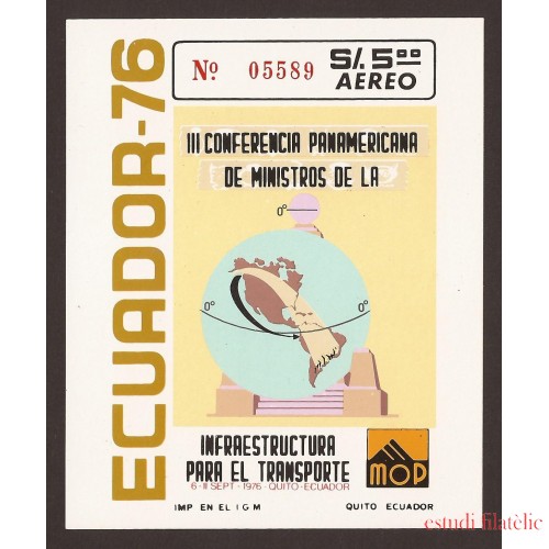 Ecuador Hojita Block 27 1976 III Conferencia Ministros Inf. Transporte MNH