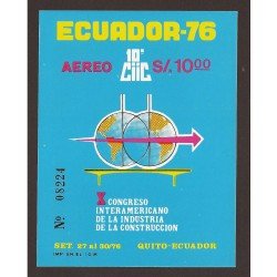 Ecuador Hojita Block 30 1976 X Congreso Interamericano de la Industria y Construcción MNH Ecuador Hojita Block 30 1976 X Congreso Interamericano de la Industria y Construcción MNH
