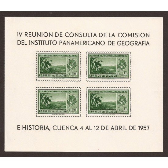 Ecuador Hojita block 3 1957 IV Reunión Instituto Panamericano Cuenca MNH Ecuador Hojita block 3 1957 IV Reunión Instituto Panamericano Cuenca MNH