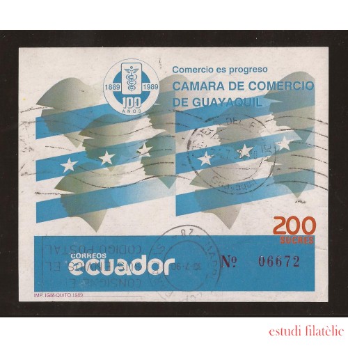 Ecuador Hojita Block 85 1989 Cámara de Comercio de Guayaquil Usado