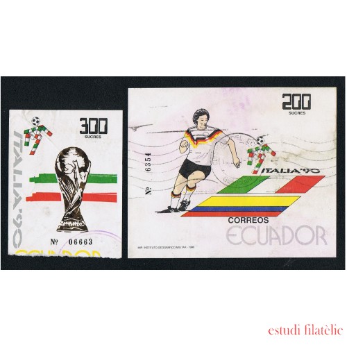Ecuador Hojita Block 95/96 1990 Copa del mundo de Fútbol Usado