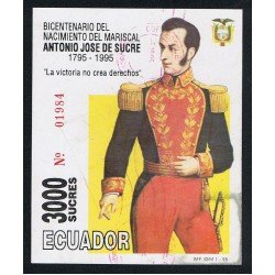 Ecuador Hojita Block 99 1995 Bicentenario nacimiento del mariscal Antonio José de Sucre Usado Ecuador Hojita Block 99 1995 Bicentenario nacimiento del mariscal Antonio José de Sucre Usado