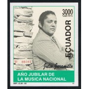 Ecuador Hojita Block 100 1996 Año jubilar de la Música Nacional MNH