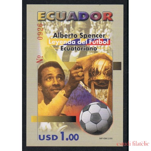 Ecuador Hojita Block 103 2000 Alberto Spencer Leyenda del Fútbol Football MNH