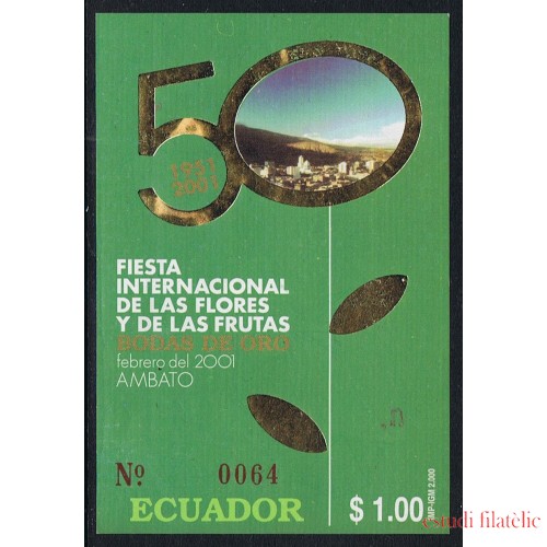 Ecuador Hojita Block 110 2000 Fiesta Internacional de las flores y las frutas MNH