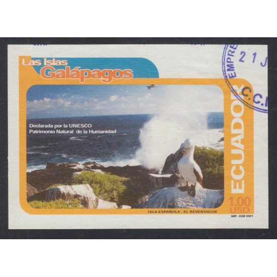 Ecuador Hojita Block 111 2001 Islas Galápagos Patrimonio Natural Usada Ecuador Hojita Block 111 2001 Islas Galápagos Patrimonio Natural Usada