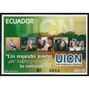 Ecuador Hojita Block 114 2002 Unión Mundial para la naturaleza fauna bird  MNH