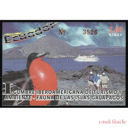 Ecuador Hojita Block 117 2002 Cumbre iberoamericana Galápagos fauna barco 