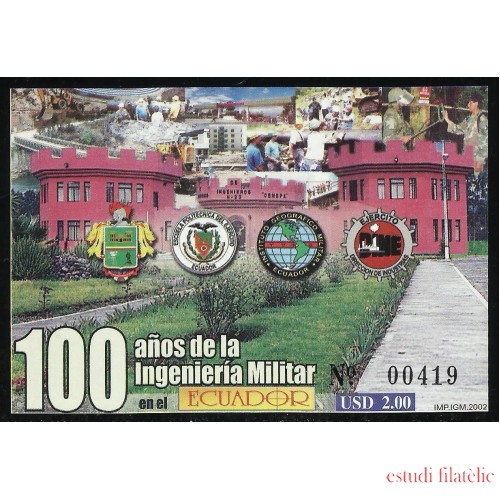 Ecuador Hojita Block 118 2002 100 años de la ingeniería Militar MNH