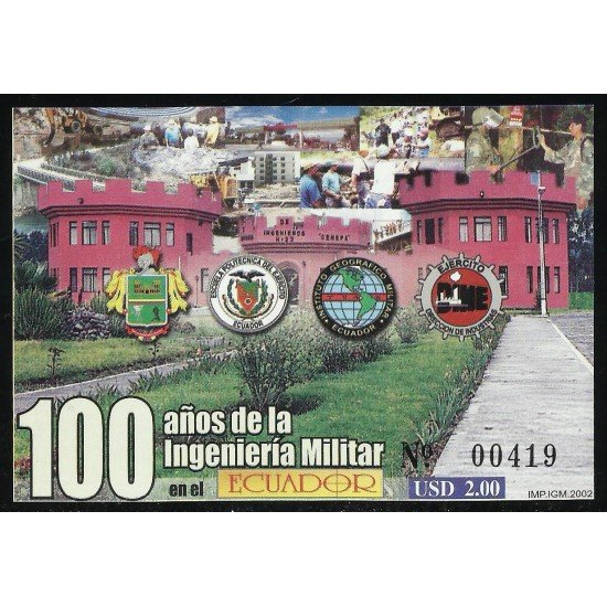 Ecuador Hojita Block 118 2002 100 años de la ingeniería Militar MNH Ecuador Hojita Block 118 2002 100 años de la ingeniería Militar MNH