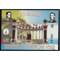 Ecuador Hojita Block 130 2005 Entrevista de Guayaquil Simon Bolívar San Martín MNH Ecuador Hojita Block 130 2005 Entrevista de Guayaquil Simon Bolívar San Martín MNH