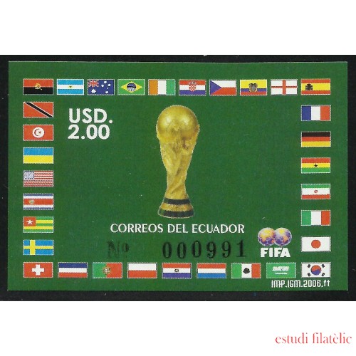 Ecuador Hojita Block 137 2006 Copa Mundial de Fútbol  football  Alemania MNH