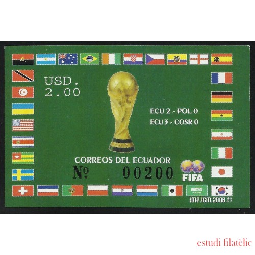 Ecuador Hojita Block 138 2006 Copa Mundial de Fútbol football Alemania ECU 2 POl 0 ECU 3 COSR 0