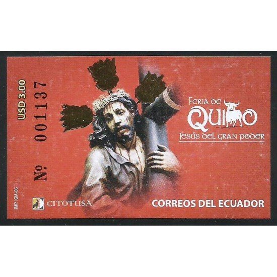 Ecuador Hojita Block 144 2006 Feria de Quino Cristo del gran poder Religión MNH Ecuador Hojita Block 144 2006 Feria de Quino Cristo del gran poder Religión MNH