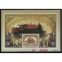 Ecuador Hojita Block 147 2008 100 Años de la llegada del Ferrocarri Guayaquil-Quito Tren train Railway MNH Ecuador Hojita Block 147 2008 100 Años de la llegada del Ferrocarri Guayaquil-Quito Tren train Railway MNH