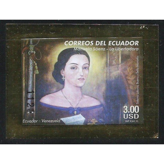 Ecuador Hojita Block 153 2010 Manuela Saenz La Libertadora MNH Ecuador Hojita Block 153 2010 Manuela Saenz La Libertadora MNH