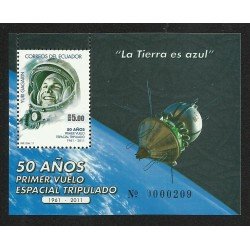 Ecuador Hojita Block 158 2011 50 Años primer vuelo espacial tripulado MNH Ecuador Hojita Block 158 2011 50 Años primer vuelo espacial tripulado MNH