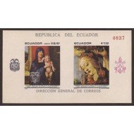 Ecuador Hojitas Michel 52 1967  XXXIX Congreso eucarístico internacional Pintura painting MNH