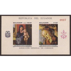 Ecuador Hojitas Michel 52 1967  XXXIX Congreso eucarístico internacional Pintura painting MNH