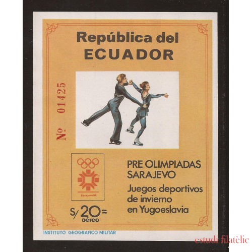 Ecuador Hojitas Michel 110 Pre olimpiadas Sarajevo MNH
