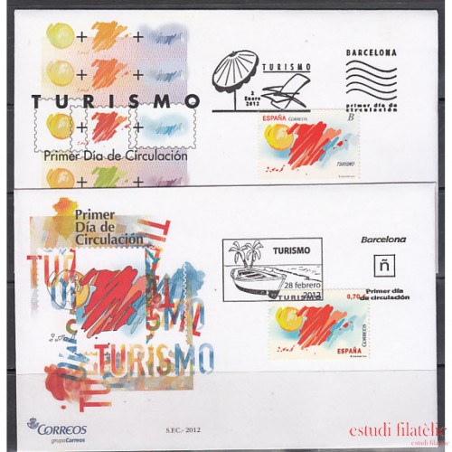 España Año 2012 Completo en Sobres de primer día SPD FDC