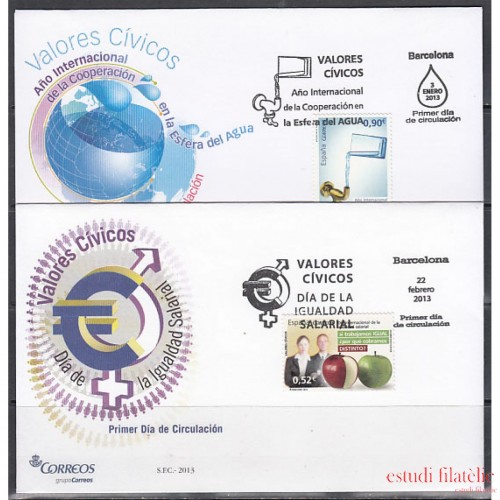 España Año 2013 Completo en Sobres de primer día SPD FDC