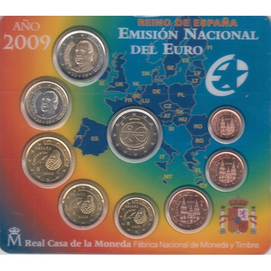 España Spain 2009 Cartera Oficial Euros € + moneda 2€ EMU España Spain 2009 Cartera Oficial Euros € + moneda 2€ EMU