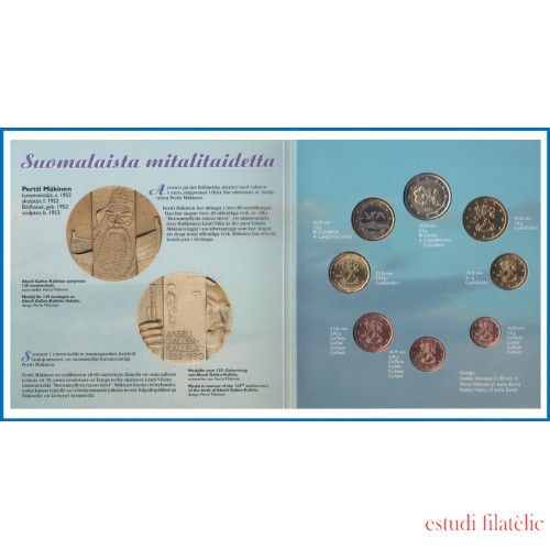 Finlandia 2001 Cartera Oficial Monedas € euros Arte finlandes de la Medalla 