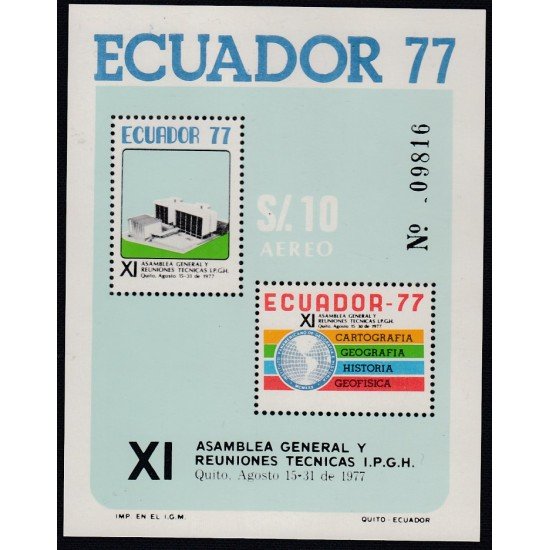 Ecuador Hojita block 31 1977 XI Asamblea General y Reuniones Técnicas MNH Ecuador Hojita block 31 1977 XI Asamblea General y Reuniones Técnicas MNH