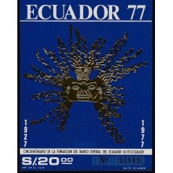Ecuador Hojita Block 35 1977 50º Fundación Banco Central MNH Ecuador Hojita Block 35 1977 50º Fundación Banco Central MNH