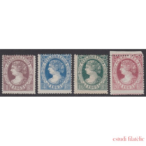 España Spain Telégrafos 9/12 1865 Isabel II Primeros sellos dentados MH 