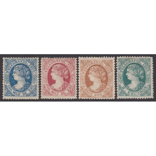 España Spain Telégrafos 26/29 1869 Isabel II MH España Spain Telégrafos 26/29 1869 Isabel II MH