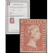 España Spain 3 1850 Isabel II Certificado CEM